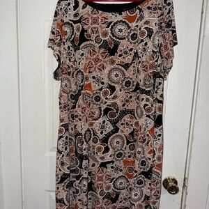 Connected Apparel Black and Orange Paisley Dress